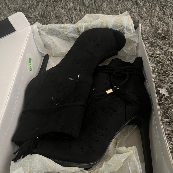 Open Toe Suede Ankle Boot - Picture 3 of 9